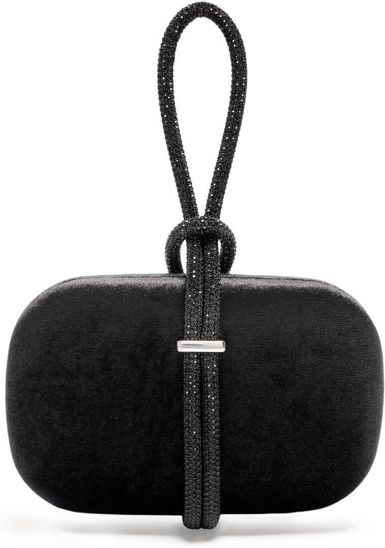 CARIEDO Women's Rhinestones Evening Handbag Crystal Clutch Bridal Purse for Wedding Prom Night Out Party (8700-black)