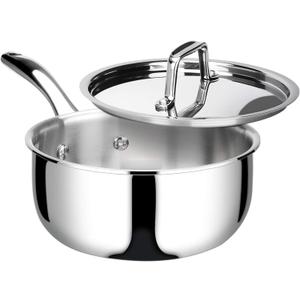 Duxtop Whole-Clad Tri-Ply Stainless Steel Saucepan with Lid, 3 Quart, Kitchen Induction Cookware
