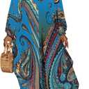 Bsubseach Kaftan Dresses for Women Ethnic Print Plus Size Beach Cover Ups Batwing Sleeve Caftans with Pockets, One Size