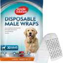 Simple Solution Disposable Male Wraps, Absorbent Leak Proof Belly Bands for Dogs, Incontinence Aid, Puppy Training, Marking Control, and Travel Protection, Toy Dogs, 914 Inch Waist, 30 Count