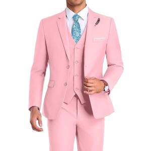 Men Suit Groomsmen Suit Orange Slim Fit 3 Pieces Suit for Men Notched Lapel Jacket Vest Pants, Size: XL