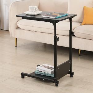 TigerDad Adjustable Height C Table Sofa Side Bedside Table with Wheels, Hospital Bed Table Rolling Tray with Storage, Mobile Computer Desk Laptop Table for Home Use, 22.1 in x 14.7 in x 35.4 in