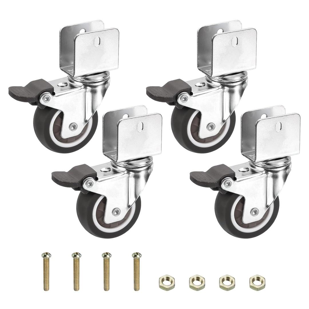 PATIKIL 2" Swivel Caster Wheels with 3/4" U Bracket, 4 Pack Mute Moving Swivel Wheel Replacement with Brake Total Load 165lbs for Cabinet Furniture Table
