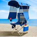 MENOLY Camping Chair with Shade Canopy, Folding Canopy Chair with Cooler Bag for Outdoor Sports, Lawn Chairs with Extra Storage Space, Sturdy Steel Frame for Camping, Beach, Tailgates, Fishing