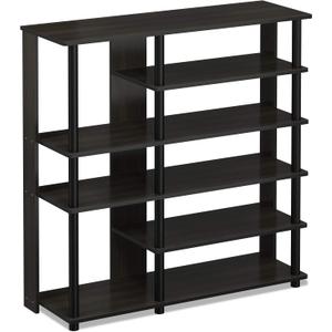 Furinno Turn-N-Tube Multi Storage Shoe Rack, 35.2"W 6-Tier, Espresso/Black,17082EX/BK (35 Inch)
