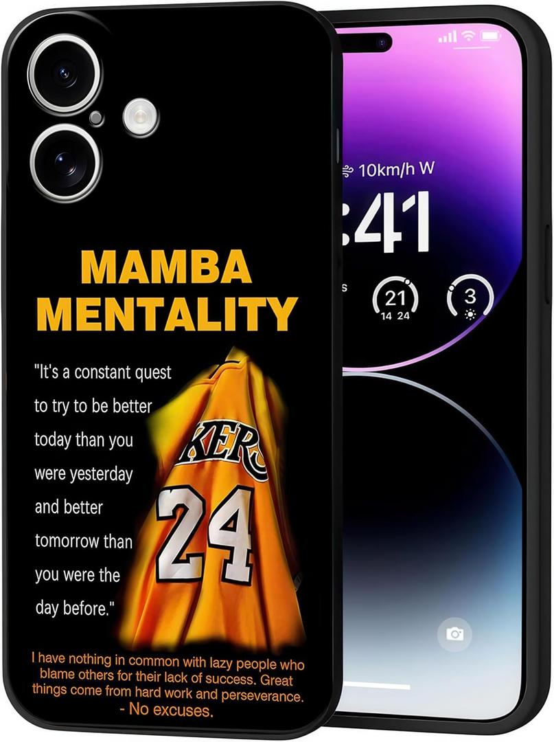 Basketball Legend Player Phone Case for iPhone 16 Case, Compatible with iPhone 16 Case 6.1 inch, Soft Silicone Protective Cover, Anti-Scratch Shockproof Phone Case for Men Boys