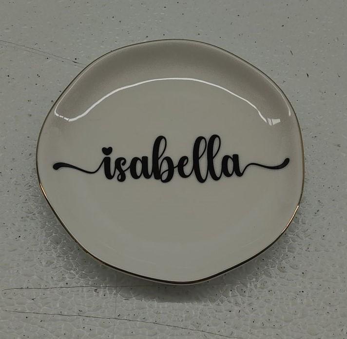 JoycuFF Initial Ceramic Jewelry Tray, Bridesmaid Bride Gifts, Mothers Day Christmas Anniversary Engagement Birthday Gifts for Women Couples, Trinket Dish for Rings Earrings Necklaces Bracelets Keys