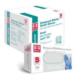 Basic Medical Blue Nitrile Exam Gloves - Latex-Free & Powder-Free - NGPF 7001(Case of 1,000), Small