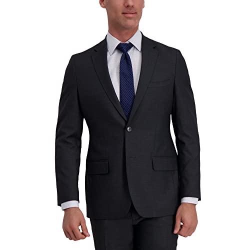 Haggar J.M Signature Herringbone Tailored Fit Two-Button Flap Pocket Suit Separate Coat Dark Heather Grey, Size 32Wx30L