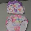 Angel season Girls Long Sleeve Swimsuits One Piece Rash Guard Bathing Suit UPF50+ Toddler Kids Zipper Swimwear Size 2-10 (7-8 Years, 2 Pc Pink/Purple)