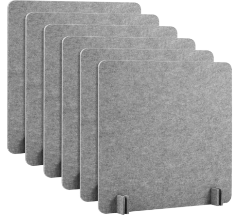 Kisston 6 Pack Acoustic Desk Divider Desk Partition 24 x 24" Stand Up Freestanding Desk Privacy Panel Noise and Visual Distractions Reducing Table Divider for Student Reception Area Office(Dark Gray)