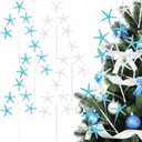 Pinkunn 6 Pcs Blue White Coastal Christmas Tree Ornaments 15.74 Inch Starfish Christmas Picks and Spray Beach Artificial Tree Toppers Ocean Branches Twigs Filler for Xmas Vase Crafts Decor