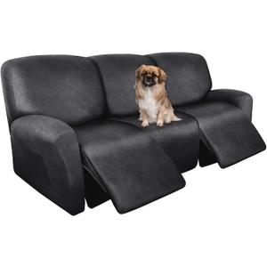 Recliner Couch Cover Leather Look Recliner Sofa Covers for 3 Cushion Reclining Sofa Slipcovers 8-Pieces Furniture Protector Spandex Fabric Washable (3 Seater, 01 Dark Gray) Recliner Couch Cover Leather Look Recliner Sofa Covers for 3 Cushion Reclining Sofa Slipcovers 8-Pieces Furniture Protector Spandex Fabric Washable (3 Seater, 01 Dark Gray)