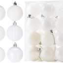 Christmas Ball 24ct 2.36 Inches White Mini Xmas Hanging Ornaments for Trees Wreath Garland Wedding Party Home Office Shop Decorations