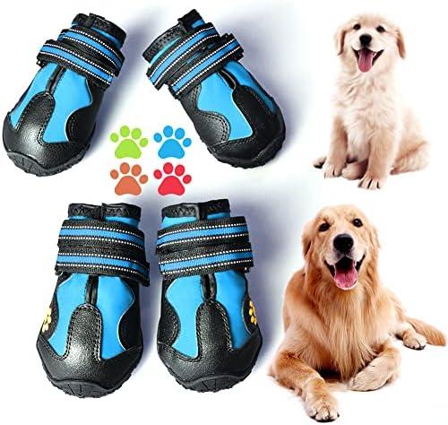 CovertSafe& Dog Boots for Dogs Non-Slip, Waterproof Dog Booties for Outdoor, Dog Shoes for Medium to Large Dogs 4Pcs with Rugged Sole Black-Blue