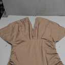SOLY HUX Women's Deep V Neck Crop Top Short Sleeve Fitted Casual Blouse Going Out Shirts (Pure Khaki)