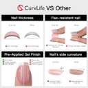 CurvLife Soft Gel Press on Nails Acrylic Fake Nails with Nude Ceramic Gradient Design Full Cover False Nails for Women Reusable Nail Kit