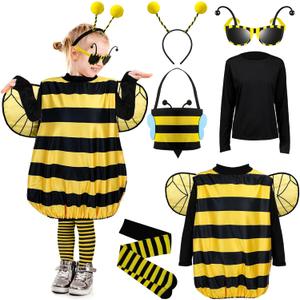 Janmercy Bee Costume Kit Halloween Bee Cosplay Kids Costume Boys Girls Bee Costume Accessories Halloween Cosplay Party (3-4 Years)