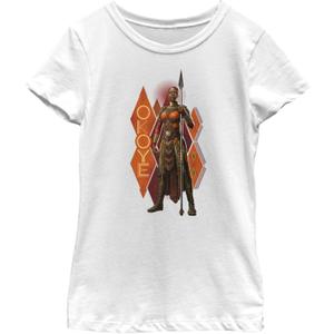 Marvel Girl's Black Panther: Wakanda Forever Okoye Pattern T-Shirt, White, X-Large