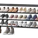 STO STO Long Expandable Shoe Rack 4-Tier, Adjustable Length 33.747.5 Shoe Organizer, Metal Shoes Storage Shelf, Holds Up to 30 Pairs, Non-Slip Feet, for Closet, Entryway, Hallway, Front Door, Black