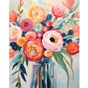 Natuyalo Flowers Paint by Numbers Kit for Adults - Flowers in a Vase Paint by Number on Canvas Without Frame, DIY Acrylic Painting for Ideal Gift Home Wall Decor (16x20 Inch)