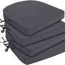 Favoyard Outdoor Chair Cushions 17"x16"x2" Set of 2 Waterproof Seat Cushion for Patio Furniture with 3-Year Fade Resistant Removable Cover Attach Straps Hidden Zipper Round Corner for Yard Garden