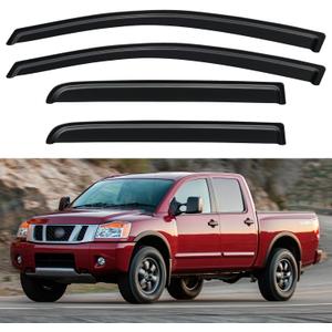 Window Visors Rain Guards Shield for 2004-2015 Nissan Titan Crew Cab, Out-Channel Window Vent Wind Deflectors Visors Shades for 04-15 Nissan Titan Crew