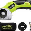 SnapFresh 4V Cordless Electric Scissors, Rechargeable Cardboard Cutter & Box Cutter Rotary Tool, 240 RPM Fabric Carpet Leather Cutter with LED, Extra Blade, 2.0Ah Battery & Storage Bag(SP5091)