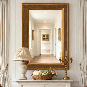 Chende Vintage Gold Mirrors for Decor, 40 x 28 Inch Large Wall Mirror with 3D Granular Textured Frame, Rectangular Decorative Mirror for Living Room, Entryway, Dining Room, Bathroom Traditional Modern