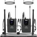 Dual Channel Wireless Microphone System with Two Bodypack Transmitters, Two Headset Micriophones and Two Lavalier Mics for Live & Recording of Sining and Speaking (D-332BB)