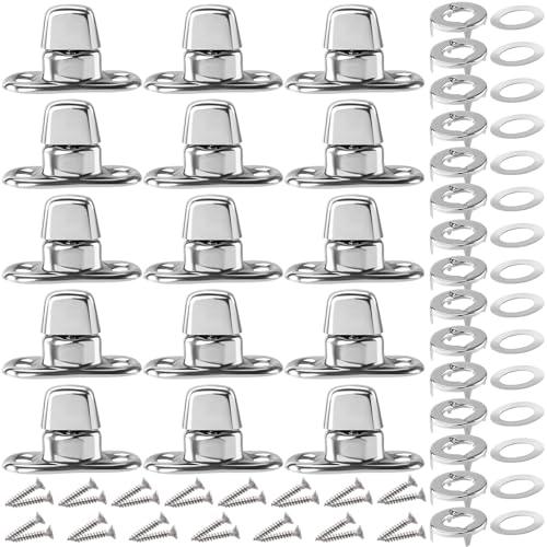 HINZIC 15 Sets Canvas Twist Lock Fasteners, Marine Grade Quarter Turn Fasteners, Rustproof Zinc Alloy Turn Button Eyelet and Stud Mounting Screws for Ships Yachts Fishing Boats