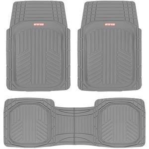 Motor Trend FlexToughXL Floor Mats for Cars Full Set, All-Weather Rubber Automotive Floor Mats, Waterproof Heavy Duty Car Mats, Flexible Floor Liners for Car Truck Van SUV, Car Floor Mats (Gray)