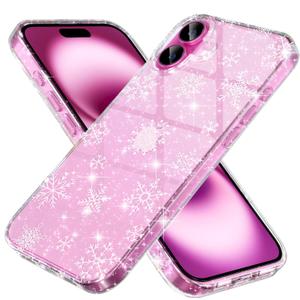 2 x Choiche Compatible for iPhone 16 Case, Cute Glitter Sparkly Bling Christmas Phone Case, Military-Grade Drop Protection Shockproof Cover for Women Girls (Glitter Snowflake)