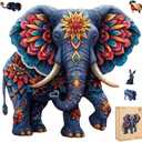 Delobil Elephant Wooden Puzzles for Adults, Jigsaw Puzzles 200 Pieces, Unique Shape Puzzles with Wooden Box, 11.2" x 10.8"Family Game Gift, Fun Challenging Puzzles for Adults and Kids