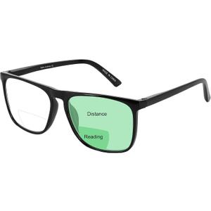 MARE AZZURO Large Bifocal Reading Glasses Men Blue Light Blocking Readers Square Reader 0 1.0 1.5 2.0 2.5 3.0 3.5 (Black, 2.00)