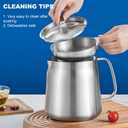 Deep Fryer with Basket and Oil Filtration, 304 Stainless Steel 2L, Bacon Grease Saver with Strainer, Deep Fryer Pot with Basket, Bacon Grease Container for Kitchen, Oil Container, Freidora de Aceite