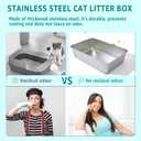 Stainless Steel Litter Box XL,Metal Cat Litter Box for Big Cats