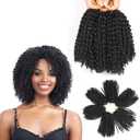 8 Inch Short Passion Twist Hair 6 Bundles Kinky Curly Crochet Hair for Black Women Curly Braiding Hair Crochet Braids Hair (6Bundles8 Inch, 1B#)