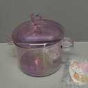 1.5L Pink Glass Potpourri Pot, 1500ml (51oz), Glass Cooking Pot, Heart-shaped Lid, Easy to Clean, Heat Resistant, Safe for Oven, Gas, Electric Stoves, and Dishwashers. for Potpourri, Pasta, and Soups.