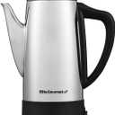 Elite Gourmet 6-Cup Electric Coffee Percolator, Stainless Steel, 1000W
Fast brewing, Keep Warm, auto shut-off, clear brew progress knob, cordless serving base, reusable filter