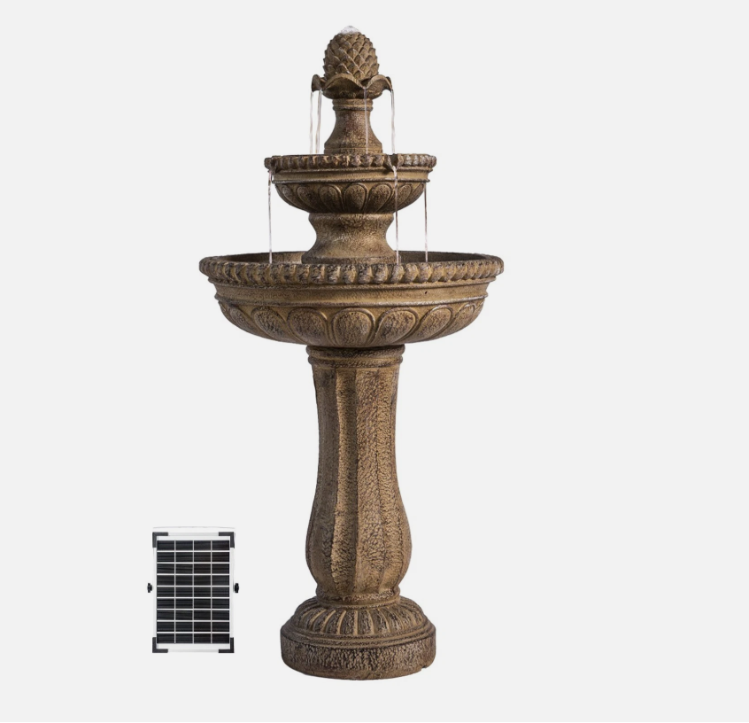 XBrand 39" 2-Tier Outdoor Freestanding Solar Water Fountain CA-HC-243-8364-2
