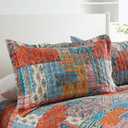 VISIMISI Cotton Bedspread Quilt Sets Reversible Coverlet Sets Comforters Vintage Bohemian Patchwork Bedspread,Orange,King Size