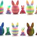 3D Printed Easter Eggs with Bunny Inside,Easter Surprise Rabbit Eggs,3D Printed Animals, Easter Basket Stuffers,Fidget Toys Gifts (6PCS)