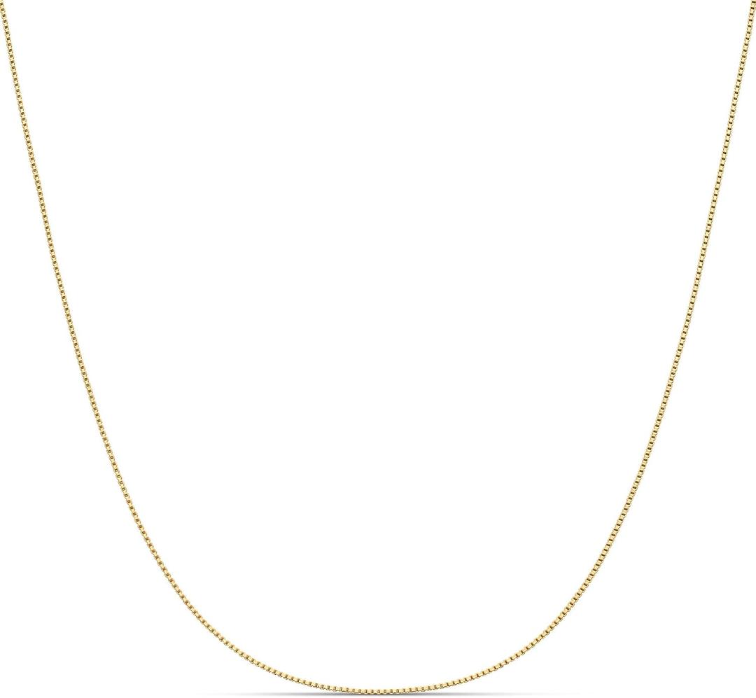 Amazon Essentials Sterling Yellow Gold or Silver Thin 0.8mm Box Chain Necklace, 20"