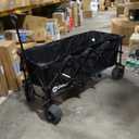 Sekey 48''L Collapsible Foldable Extended Wagon with 440lbs Weight Capacity, Heavy Duty 300L Folding Utility Garden Cart with Big All-Terrain Beach Wheels & Drink Holders. Black