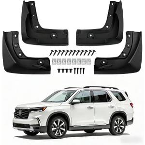 No Drill Mud Flaps for 2023-2026 Honda Pilot, Heavy Duty Front & Rear All Weather Splash Guards Set for LX Sport EX-L Touring Trailsport Elite Black Edition Trims, OEM-Style Black Mud Guards