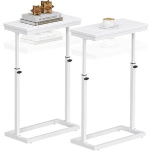 TUTOTAK End Table, Side Table, Tall Couch Table, Sofa Table, Living Room, Bedroom, White TB01BW0832