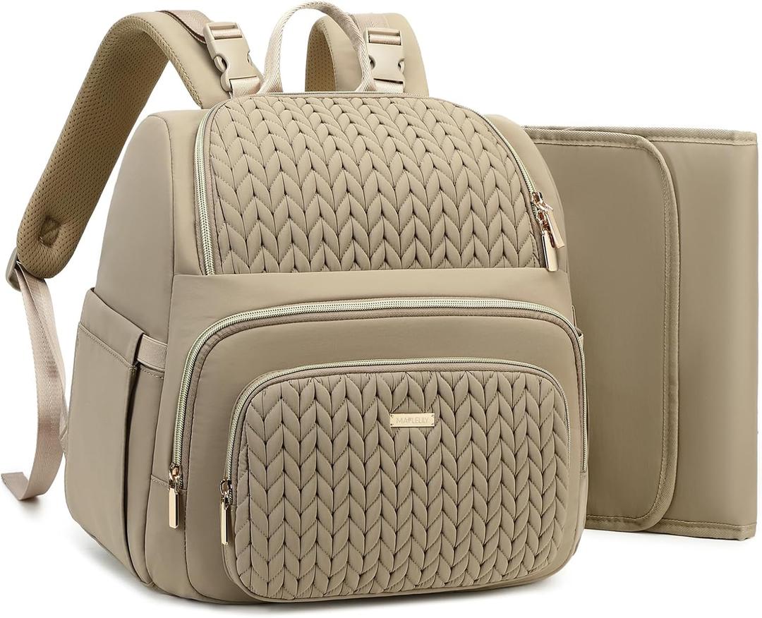 Diaper Bag Backpack - Lightweight & Stylish, Boys, Girls & Baby Travel Essentials Tote with Changing Pad, Insulated Pocket, Stroller Strap - Baby Backpack for Mom, Maternity (Brown Taupe)