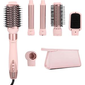 6 in 1 Hair Styler | Air Styling & Drying System | High Speed Blow Dryer Brush | No Heat Damage | Auto-Wrap Curlers, Oval Brush, Round Brush, Comb & Storage Bag