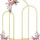 Fivenl Arch Backdrop Stand 6FT, 5FT, 4FT Set of 3 Gold Wedding Arch Stand Balloon Arch Stand Stable Metal Arch Backdrop Frame for Wedding Ceremony Birthday Party Bridal Baby Shower Banquet Decoration